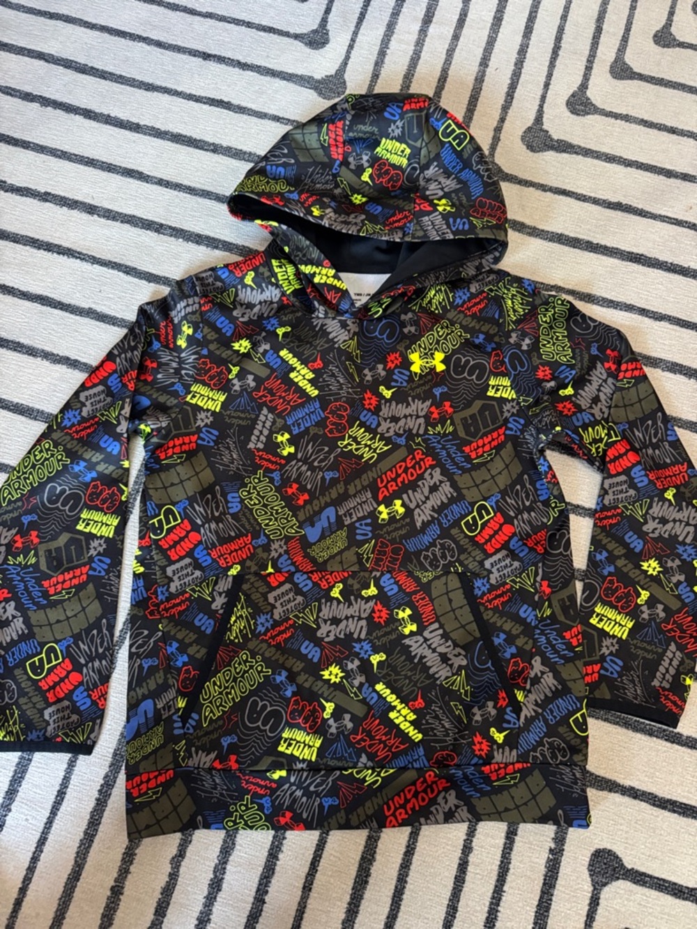 Under Armour Black Hoodie with Multicolor Graffiti Print